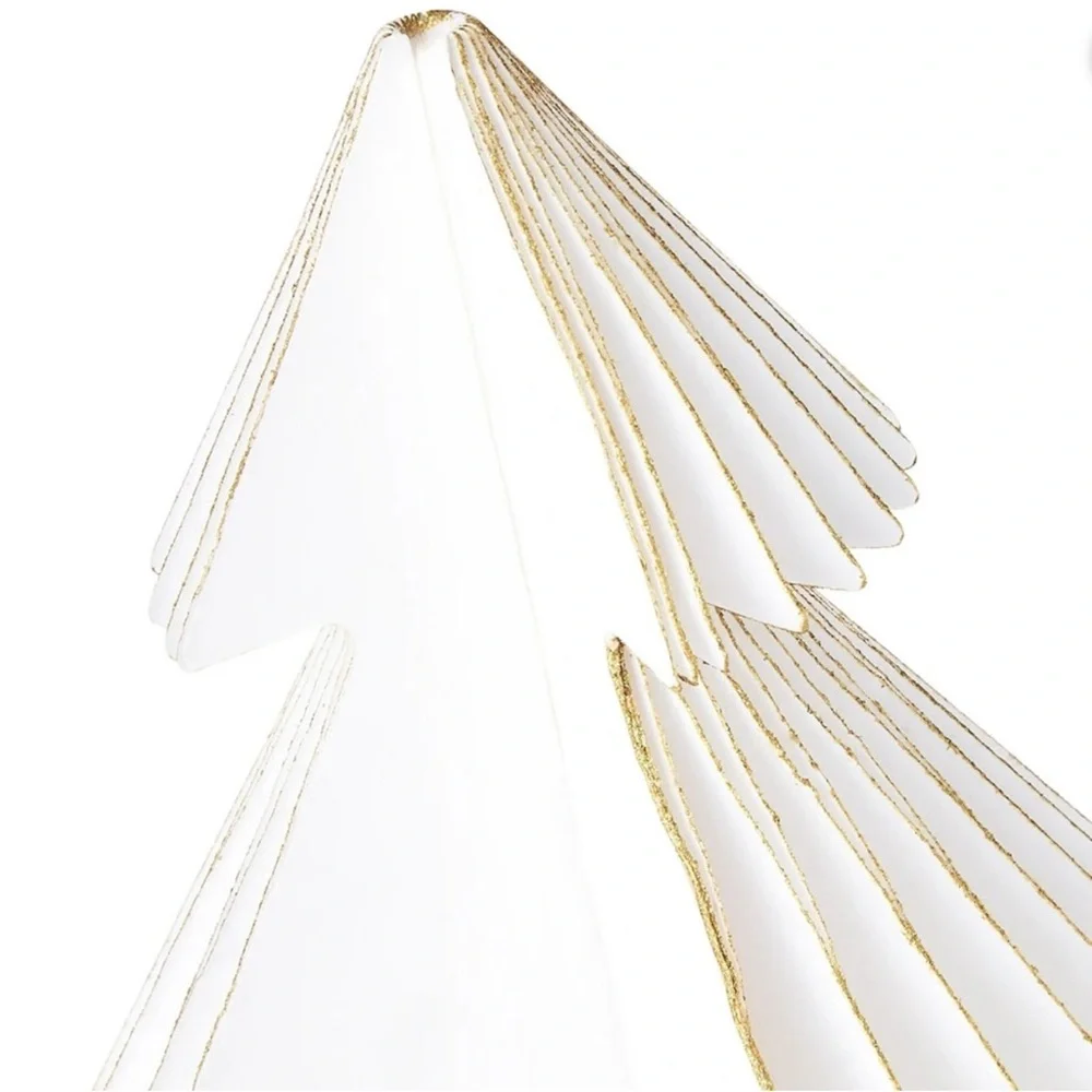 New Set of 3 White Paper Tree Winter Tabletop Decorations, 6